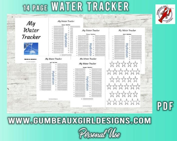 Water Tracker, Printable Water Tracker Journal, Water Tracker Diary, Track Water
