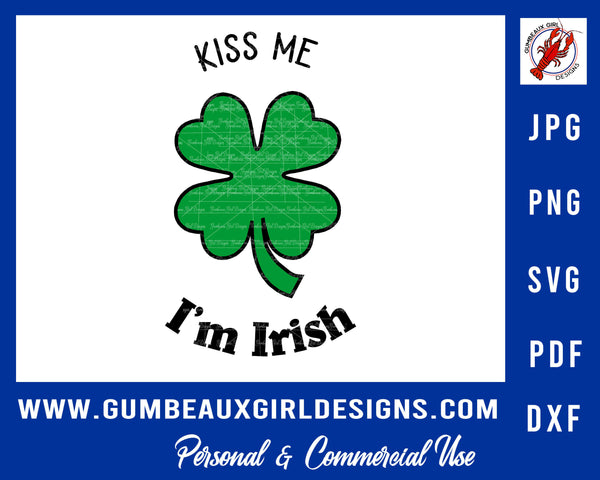 Kiss Me for Luck 4 leafed clover Irish St Patrick's Day