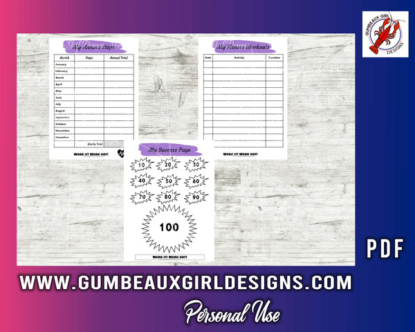Weight Loss Tracker, Printable Weight Loss Journal, Weight Loss Diary, Track Weight Loss Purple